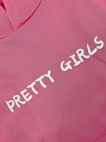 2pcs/Set Teen Girls' Casual Stylish Hooded Sweatshirt And Pants Set, Pink, Autumn