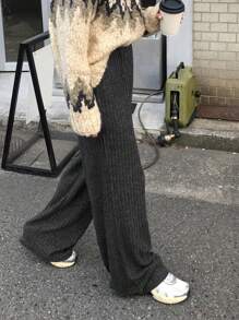 FRIFUL Women Casual Loose Solid Color Long Pants, Autumn & Winter Fleece Lined