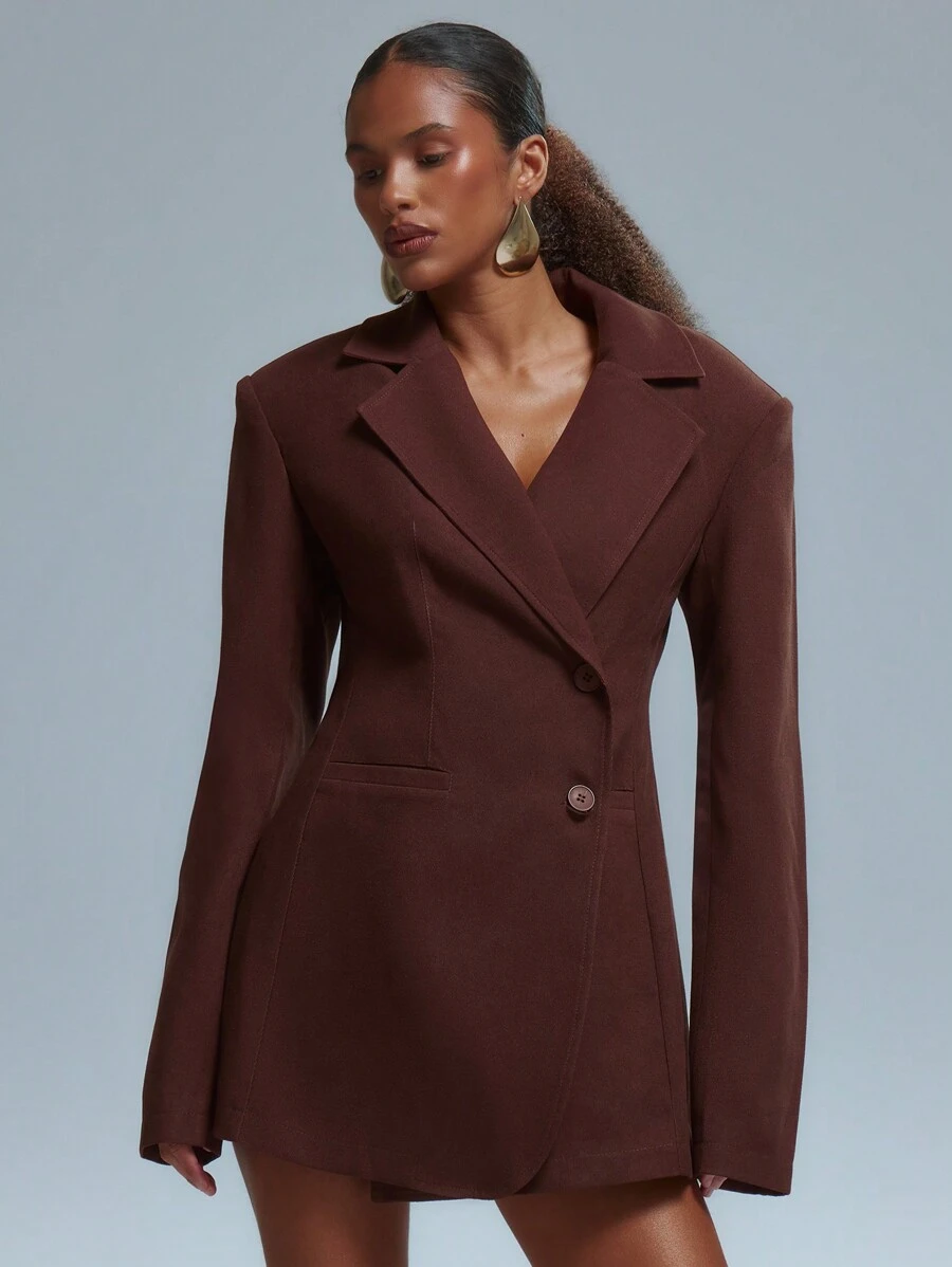 MUSERA Váy Blazer Cấu Trúc Quá Khổ Old Money, Trang Phục Công Sở Thanh Lịch Mùa Hè Xuân Kỳ Nghỉ Tốt Nghiệp Dạ Hội Đám Cưới Sinh Nhật Khách Làm Việc - Cà phê nâu - Xem 1