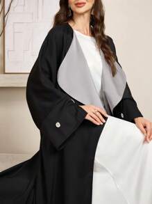 Al Najma Contrast Color Batwing Sleeve Elegant Long Modest Abaya