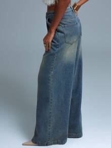 MUSERA Wide Leg Washed Denim Jeans, Spring 90's Cute Summer - Multicolor - View 4