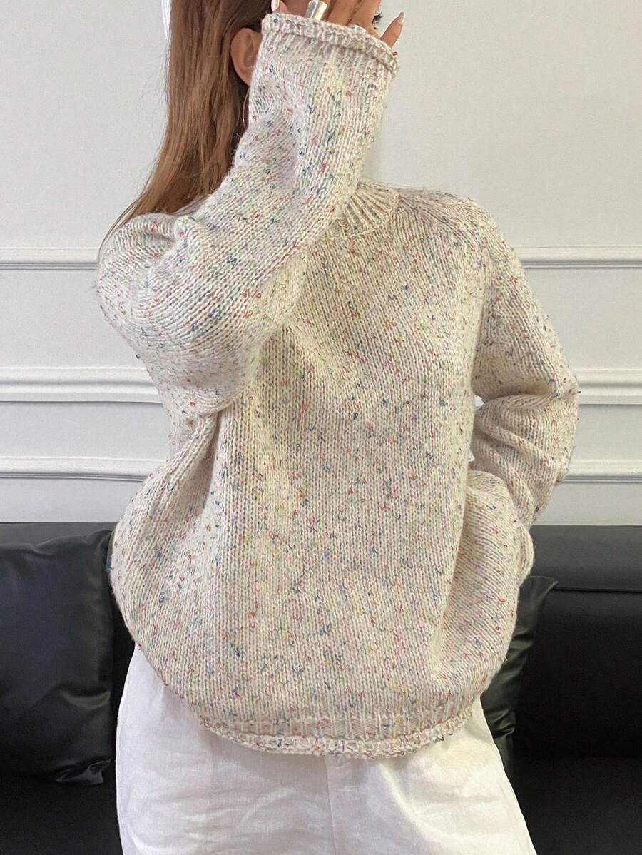 DAZY Women's Round Neck Oversized Pullover Sweater Fall - Multicolor - View 1