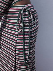 Maija Women's Striped Print Crossover Wrap Tie Skirt - Multicolor - View 3