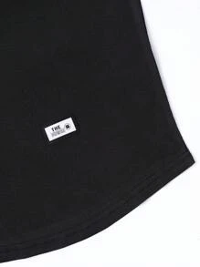 Gym Rark Camiseta de manga larga de cuello redondo de unicolor, ajustada y atlética tipo novio para hombres - Negro - Ver 3