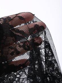 DAZY Solid Color Lace See-Through High Slit Sexy Waist Belt Nightgown