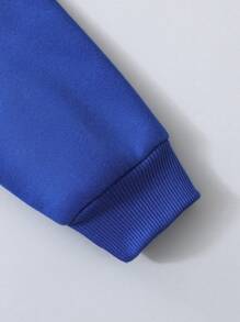 SHEIN Tween-Jungen Einfarbiges Set aus Hoodie und Hose, modischer Lässig stil, Kapuzendesign, bequem und atmungsaktiv - Blau - Übersicht 8