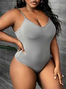 Slaydiva 大码无袖紧身衣 - 灰色 - 查看 6
