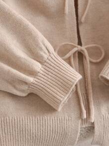 CosyJoli Plus Size Casual Lace-Up Loose Knit Cardigan, Winter Fall - Apricot - View 7