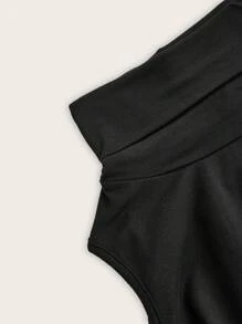 SHEIN Essnce Áo thun cổ lọ dáng rộng đơn giản, dáng ôm, dáng rộng, thu/đông - màu đen - Xem 4
