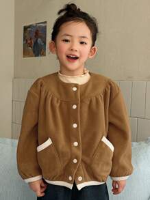 DAZY Young Girls Fall Jacket - Coffee Brown - View 1