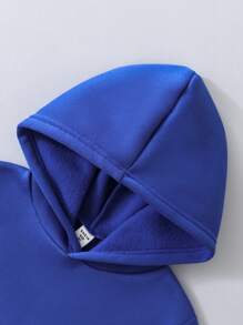 SHEIN Tween-Jungen Einfarbiges Set aus Hoodie und Hose, modischer Lässig stil, Kapuzendesign, bequem und atmungsaktiv - Blau - Übersicht 6