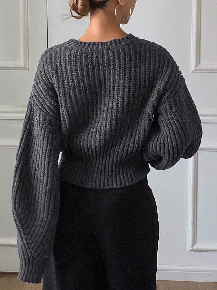 Women's Loose Fit Solid Color Crew Neck Long Sleeve Sweater,Fall Women Clothes