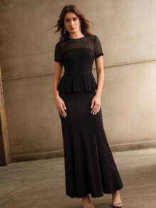 Anewsta Women's Black Lace Mermaid Dress - Black - View 3