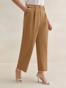 BizChic Plus Size Solid Color Woven Cone Chino Pants For Casual Wear, Autumn