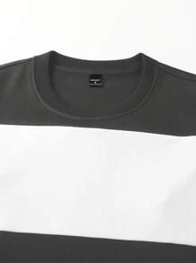 Manfinity Hypemode Men's Casual Patchwork Print Loose Pullover Sweatshirt - Multicolor - View 4