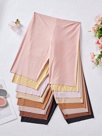 Snug Zone 8pcs Plus Size Solid Color Seamless Boxer Shorts