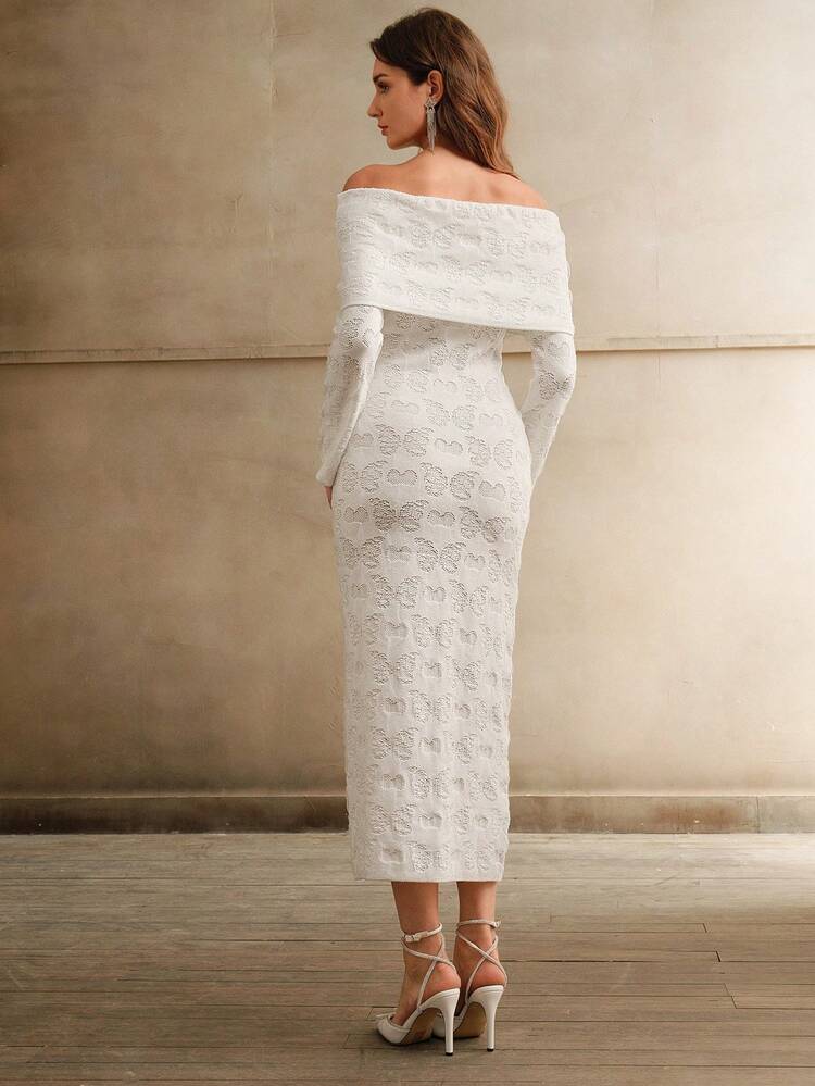 3D Butterfly Wave Elegant Dress With One Shoulder Neckline