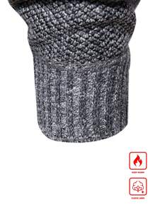 Manfinity Homme Men's Solid Color Plain Knitted Thermal Lined Pullover Casual Long Sleeve Chunky Sweater, For Going Out, Husband, Fall/Winter - Light Grey - View 3