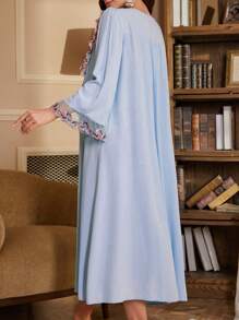 Camisón de maternidad oversize con volantes de contraste, plisado acordeón y decoración de lazo, para vacaciones