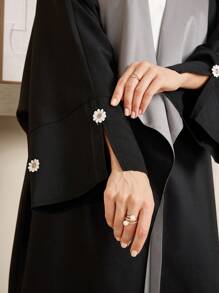 Al Najma Contrast Color Batwing Sleeve Elegant Long Modest Abaya