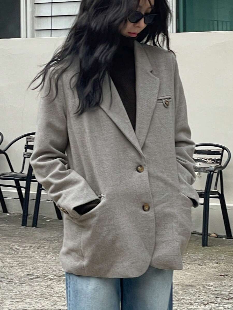 DAZY Women's Casual Blazer Jacket For Autumn And Winter,Fall Women Clothes Business Attire - Grey - View 1