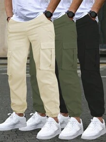 SHEIN 4pcs/Set Tween Boy Cargo Pants With Pockets & Cuffs