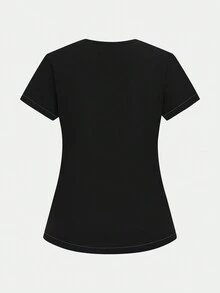 SHEIN TaskFit V 领短袖 3 色双口袋休闲制服手术服上衣衬衫、手术服、健康检查手术服制服手术服上衣女士纯色宠物美容工作服手术服上衣套装营养师工作服短袖实验室工作服 - 彩色 - 查看 9