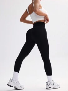 SHEIN Sport Gameset Leggings de sport femme à couleur unie, sans couture, à grand stretch avec doublure thermique