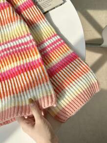 Elamini Women's Casual Colorblock Striped Sweater, Spring Autumn,Long Sleeve Tops Knit Pullover Fall Winter Outfit - Multicolor - View 4