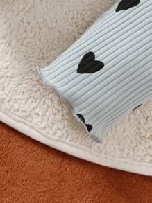 SHEIN 2pcs Baby Girl Solid Color & Heart Print Elastic Waist Ribbed Lettuce Trim Pants - Multicolor - View 5