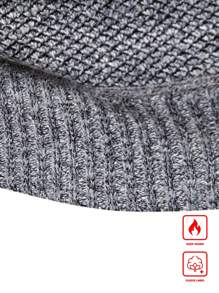 Manfinity Homme Men's Solid Color Plain Knitted Thermal Lined Pullover Casual Long Sleeve Chunky Sweater, For Going Out, Husband, Fall/Winter - Light Grey - View 4