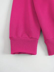 INAWLY 2 件套女士休闲字母印花宽松运动衫和运动裤套装，秋冬季 - 玫紅色 - 查看 7