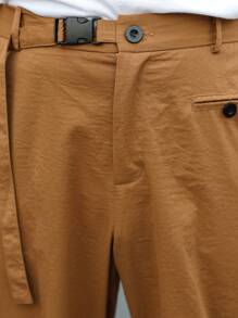 Manfinity Mode Men's Casual Front Button Pocket Simple Suit Pants - Coffee Brown - View 4