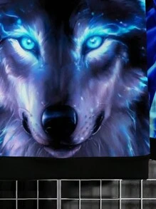 Tween Boy Cool Wolf Digital Printed Hooded Sweatshirt, Casual Street Style - Black - View 4