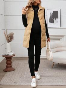 SHEIN Maternity Jacket Winter Wear, Zip-Up Thermal Lined Warm Coat For Pregnant Women