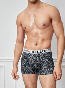 4pcs/Set Men's Letter Elastic Waistband Boxer Briefs - Multicolor - View 10