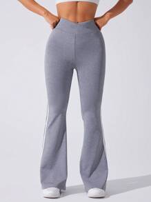 Easithlete Women's Side Stripe Printed Wide-Leg Sports Pants - Grey - View 4