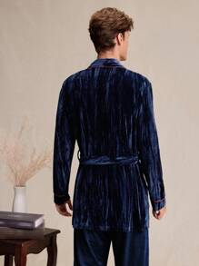 Men's Contrast Trim Shawl Collar Loungewear Top