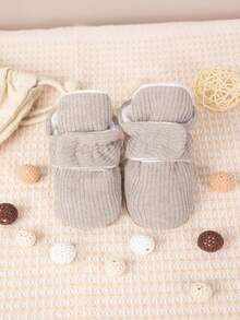 Giày bốt cổ ngắn chống trượt mềm mại và ấm áp cho trẻ sơ sinh, mùa đông - Màu Xám nhạt - Xem 7