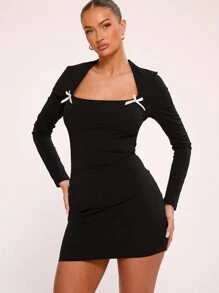 MUSERA 性感蝴蝶结迷你连衣裙，春季性感可爱夏季外出上衣