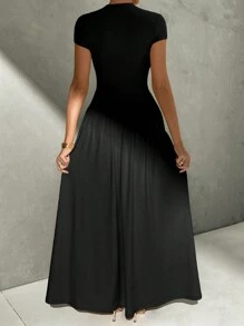 Firerie Robe midi évasée asymétrique élégante et simple pour un port quotidien, avec col montant et taille resserrée. Robe plissée casual pour femmes avec col montant, manches chauve-souris longues bicolores et coupe slim. Robe longue femme coupe en A unie, pour le printemps/été, pour un port quotidien casual.