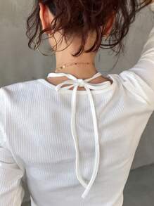 FRIFUL Women's V-Neck Long Sleeve Solid Color Casual Slim Fit T-Shirt, Spring/Fall - Beige - View 6