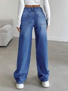 EURMUSE Casual Straight Leg Jeans - Medium Wash - View 2