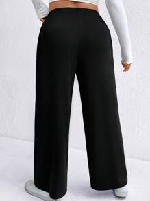 SHEIN LUNE Pantalones informales de talla grande con forro térmico grueso en color negro, para otoño/invierno