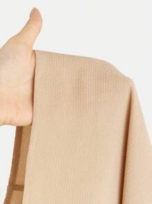 SHEIN Girlism 少女编织透明纹理荷叶边领优雅公主长袖衬衫 - 杏色 - 查看 6