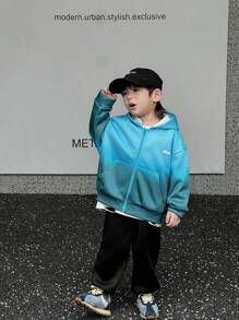 SHEIN 2pcs Young Boys Korean Style Hoodies & Pants Set, Loose Fit, Warm & Comfortable For Daily, School, Outdoor, Sports, Autumn Winter