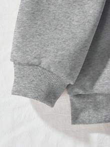 SHEIN EZwear 女士圣诞休闲骷髅与字母印花羊毛运动衫，秋冬款 - 黑色 - 查看 4