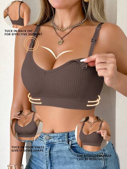 Moonlight&Mama Maternity Solid Color Minimalist Nursing Bra