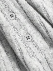 DAZY Knit Ribbed Fabric Fitted Casual Dress, Fall Pajama, Winter - Grey - View 8