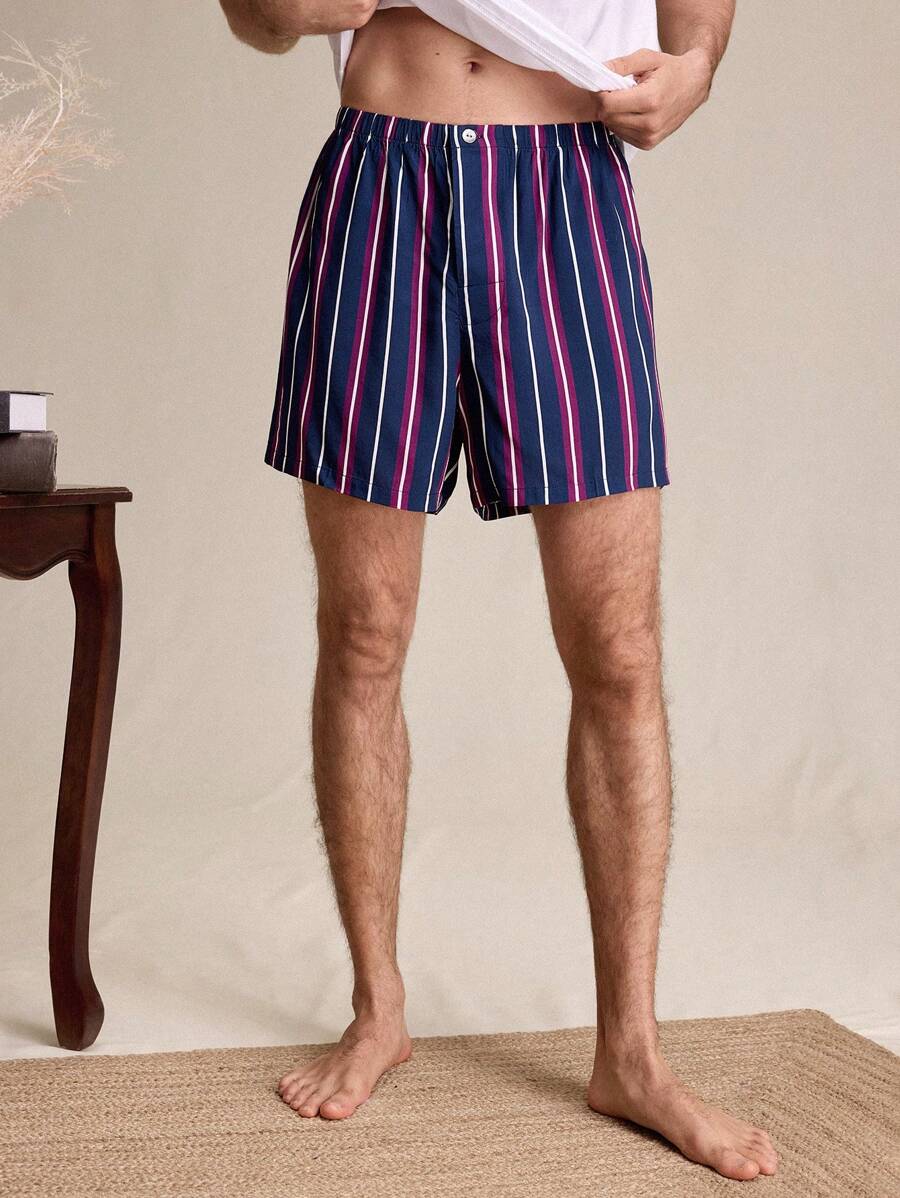 EverLounge 男士前扣条纹家居裤，日常休闲装 - 彩色 - 查看 1